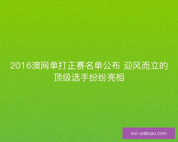 2016澳网单打正赛名单公布 迎风而立的顶级选手纷纷亮相 2016澳网单打正赛名单公布 迎风而立的顶级选手纷纷亮相