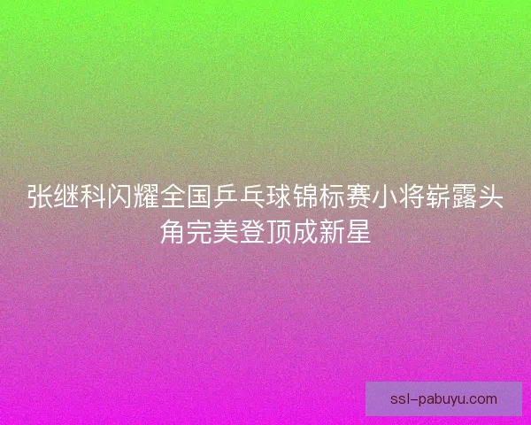 张继科闪耀全国乒乓球锦标赛小将崭露头角完美登顶成新星