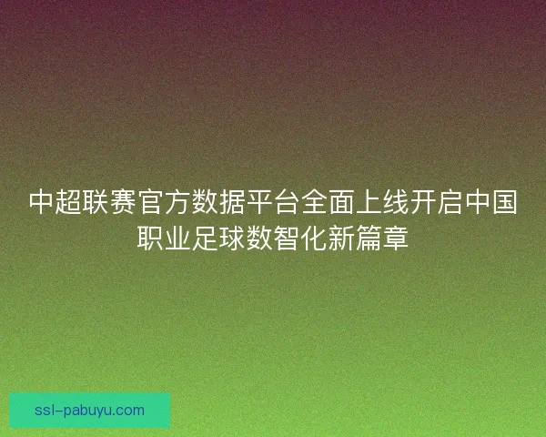 中超联赛官方数据平台全面上线开启中国职业足球数智化新篇章