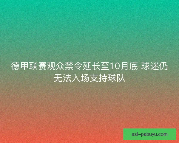 德甲联赛观众禁令延长至10月底 球迷仍无法入场支持球队